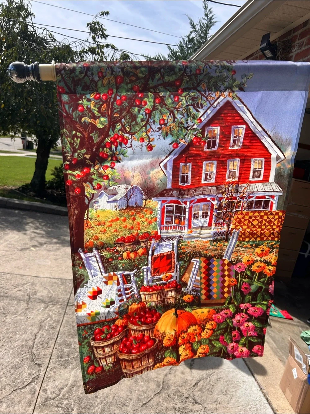 Autumn Harvest Farmhouse Wall Art Peinted Flag